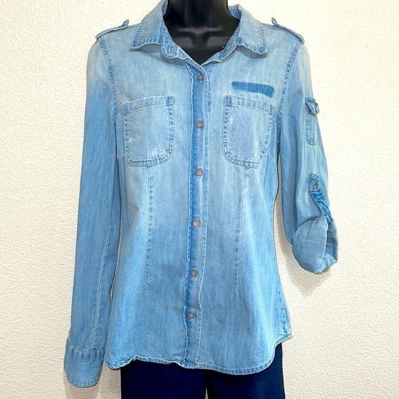 Life In Progress Anthropologie Chambray Shirt - Picture 1 of 7